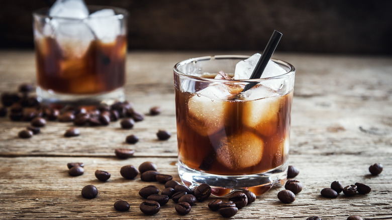 Cocktail with coffee beans.