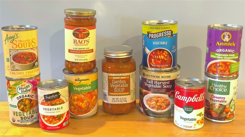 Cans of vegetable soup