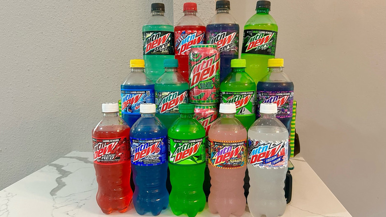 many Mountain Dew bottles 