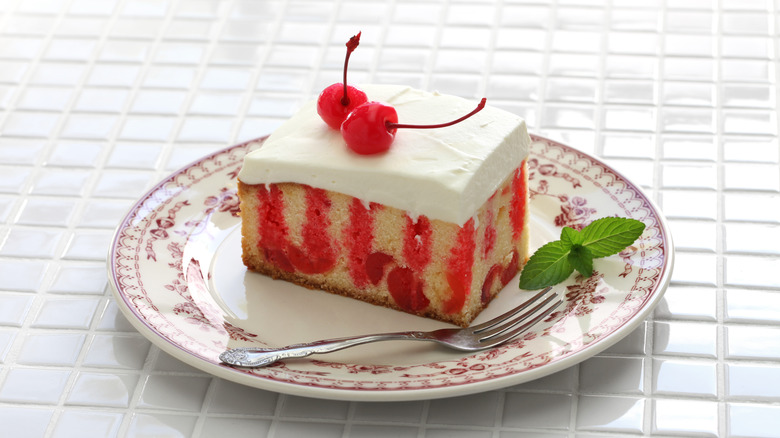 Cherry poke-and-pour cake