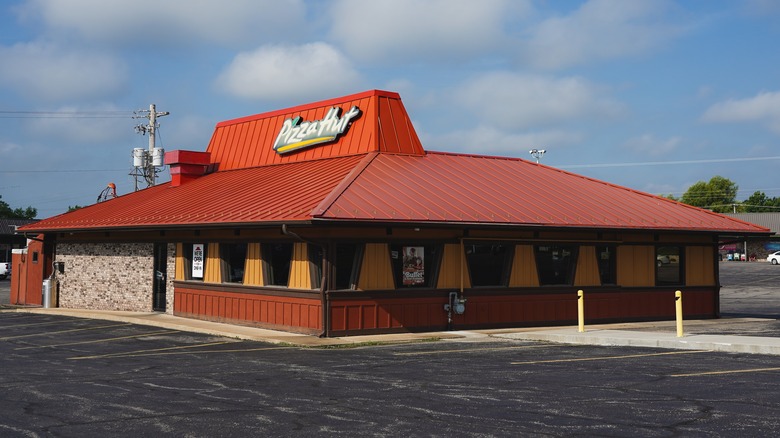 Pizza hut with traditional roof
