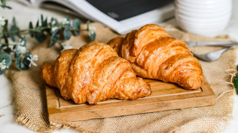 Croissants on a cutting board