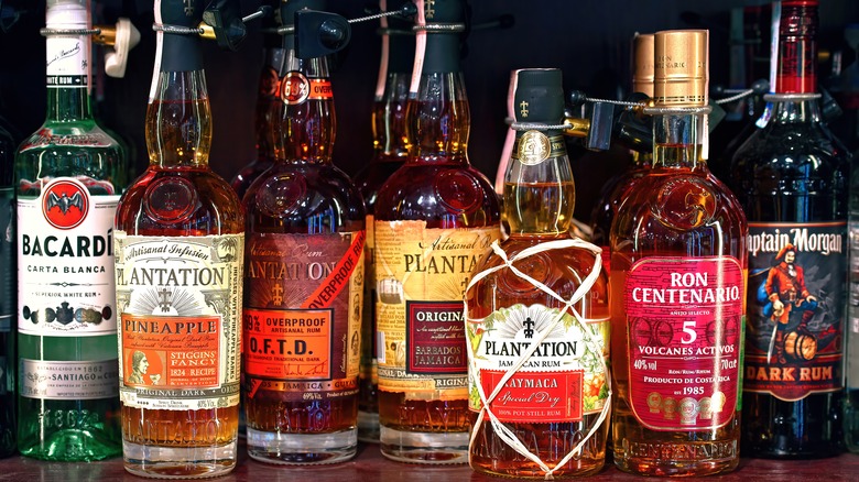 Display of different rums