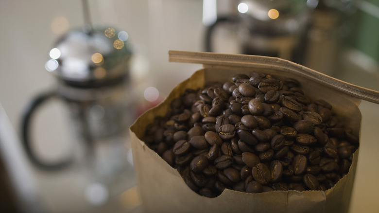 Coffee beans in a bag 