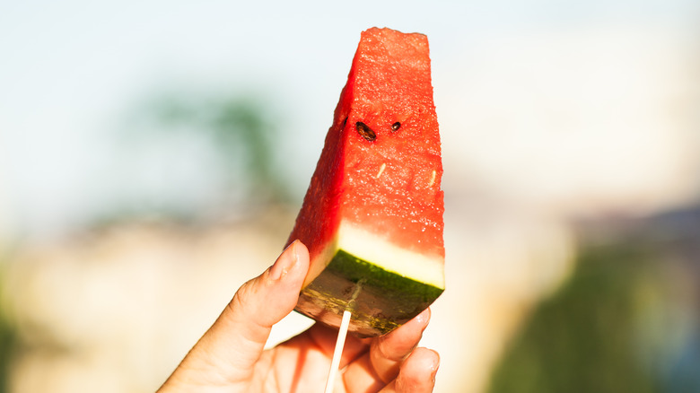 Watermelon wedge on a stick