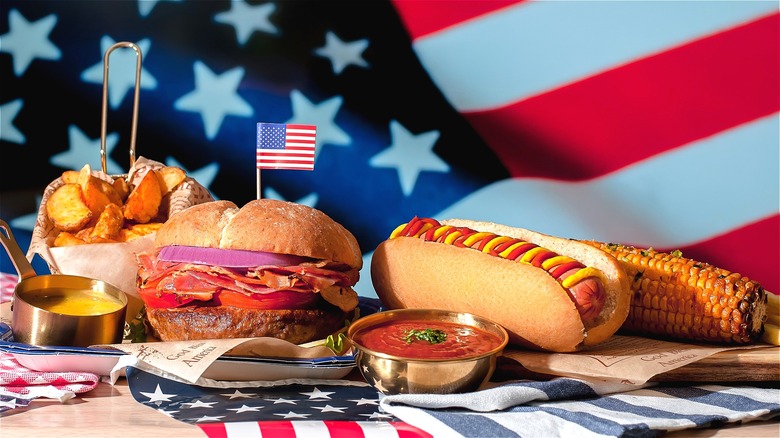 Iconic food on American flag 