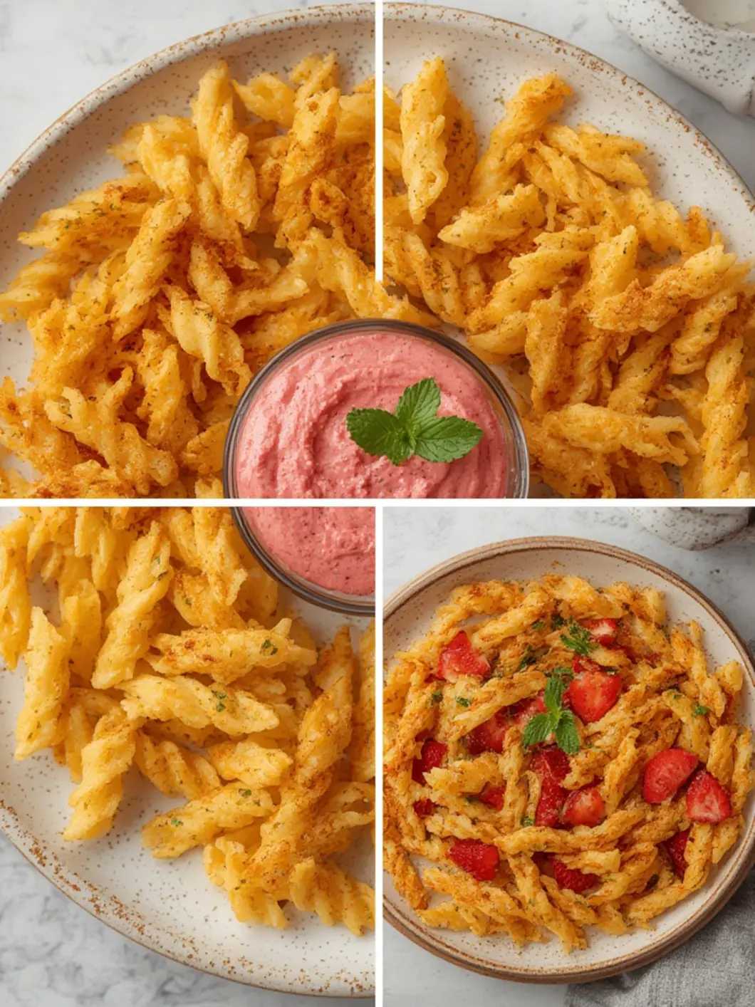 Air Fryer Pasta Chips with Strawberry Dip 1