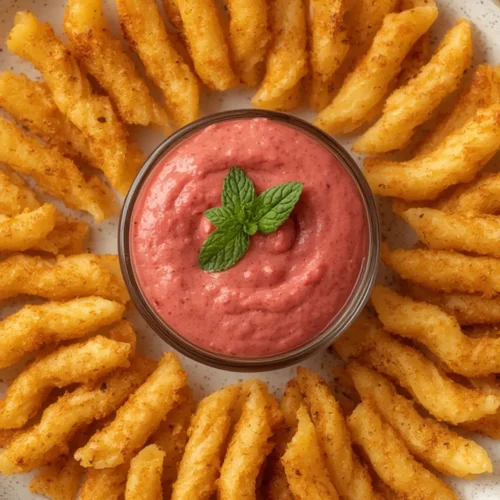Air Fryer Pasta Chips with Strawberry Dip