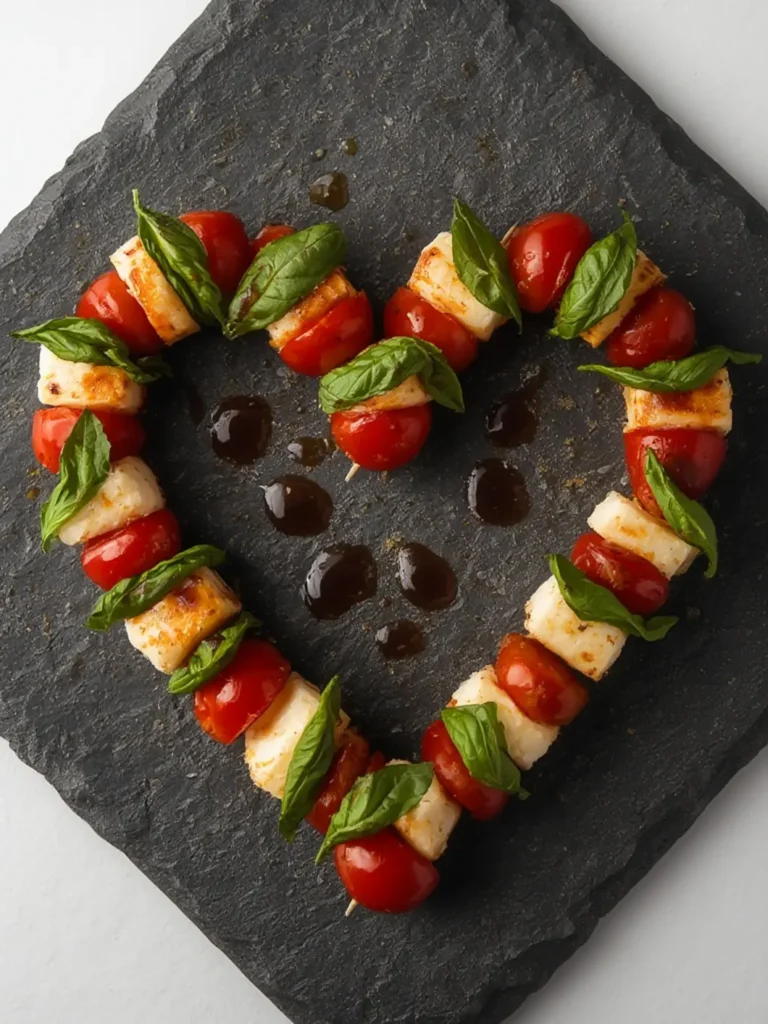 Mini Heart-Shaped Caprese Skewers