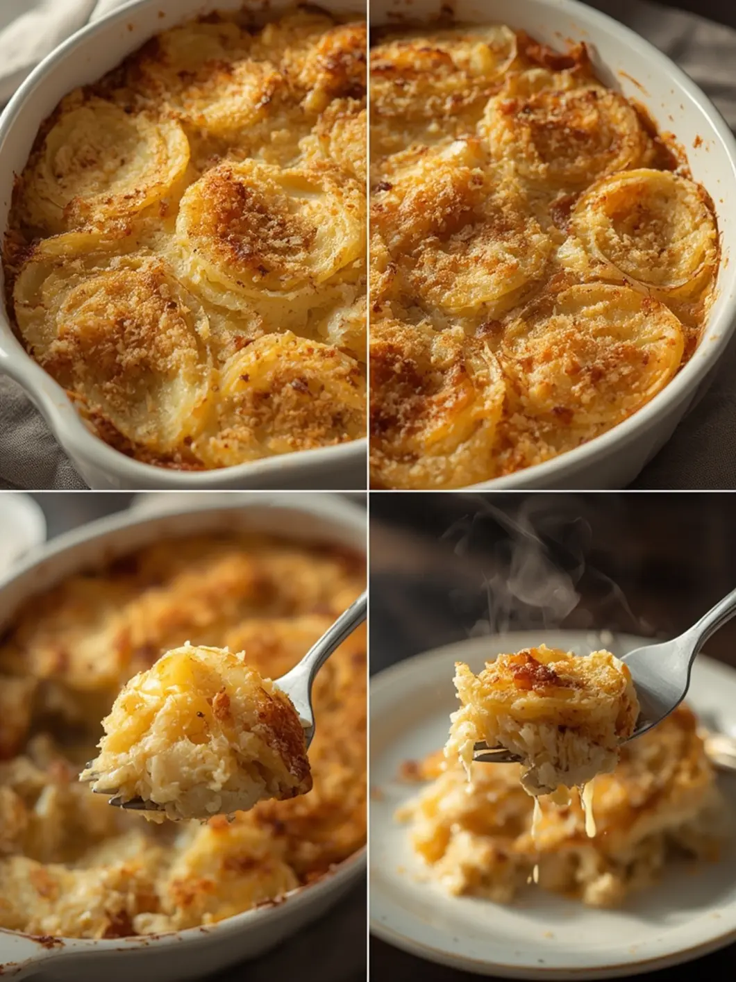 Layering potatoes in a baking dish