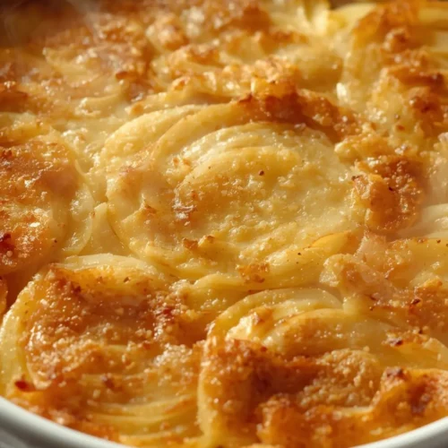 Golden brown finished scalloped potatoes