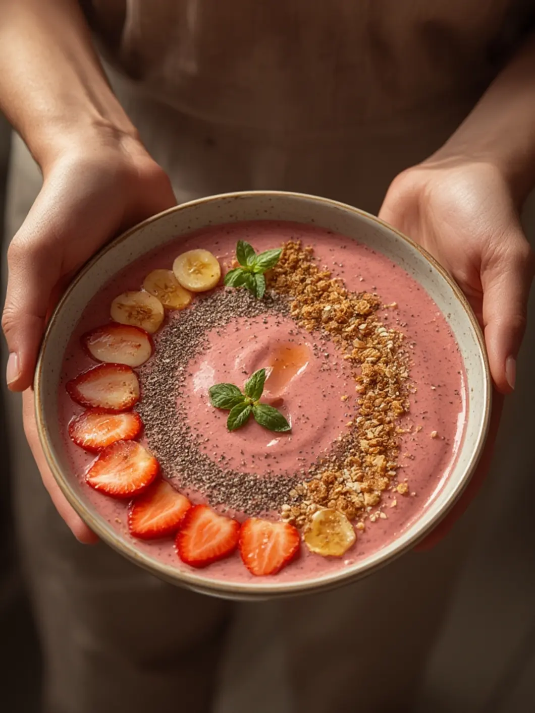 Easy way to make Strawberry Banana Smoothie Bowl in 15 minutes 3 A blended base for a Strawberry Banana Smoothie Bowl