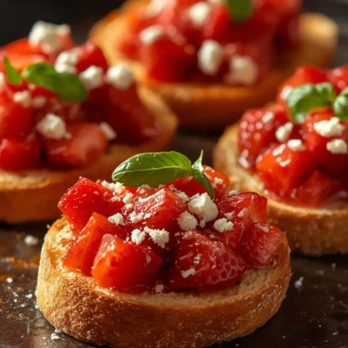 Easy Mini Strawberry Bruschetta for Appetizers & Party Food 6 mini strawberry bruschetta