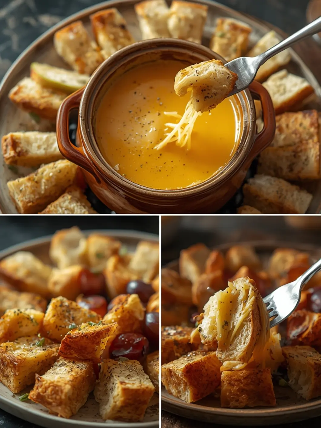 Easy Creamy Cheese Fondue (5-Ingredient) for Appetizers & Party Food 3 cheese fondue 1
