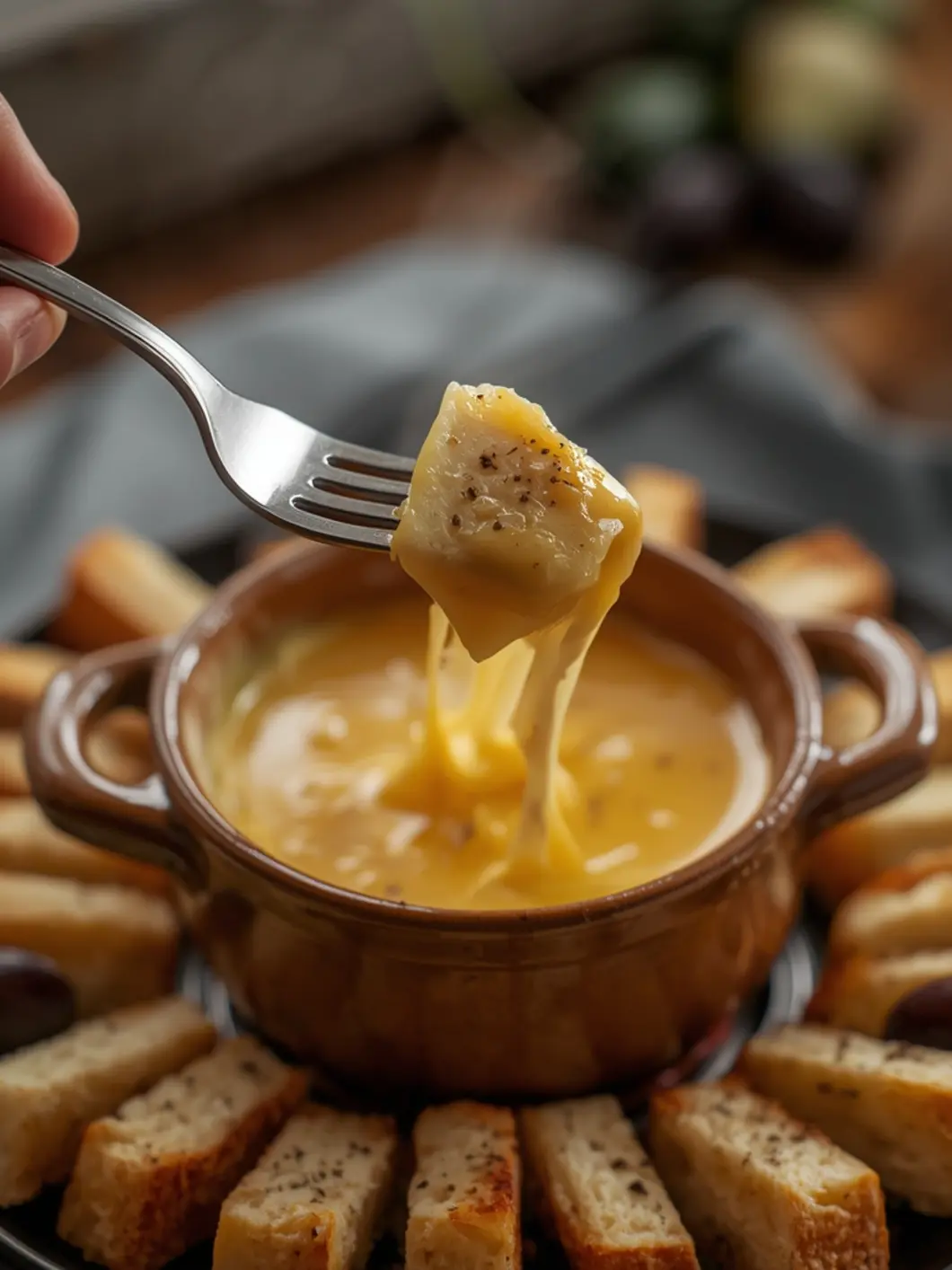 Easy Creamy Cheese Fondue (5-Ingredient) for Appetizers & Party Food 4 cheese fondue 3