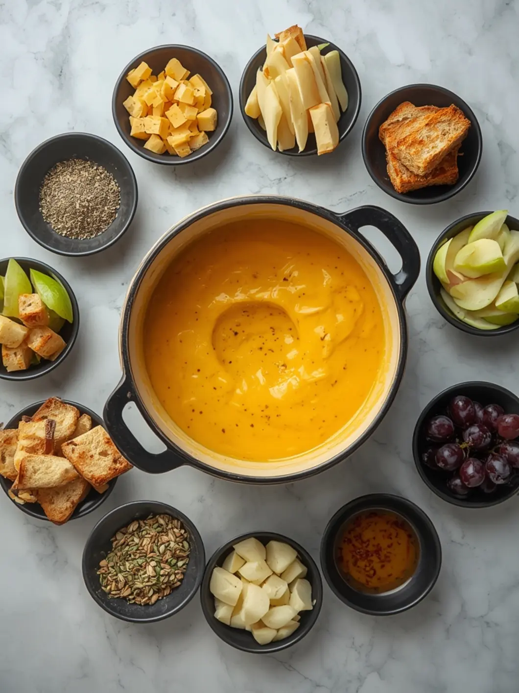 Easy Creamy Cheese Fondue (5-Ingredient) for Appetizers & Party Food 5 cheese fondue variations