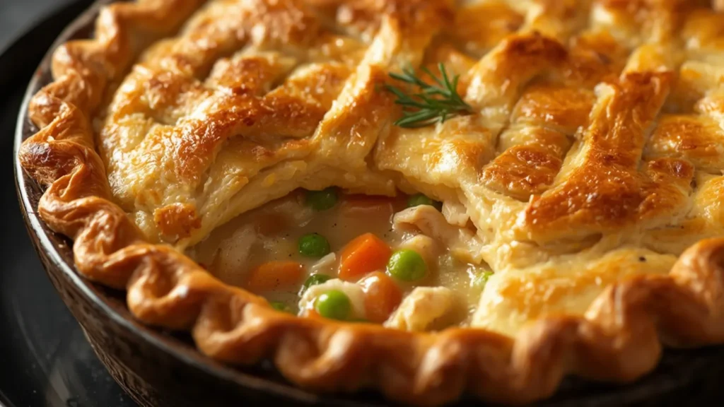 Chicken Pot Pie: Golden baked Chicken Pot Pie with flaky crust and creamy chicken vegetable filling, perfect for dinner.