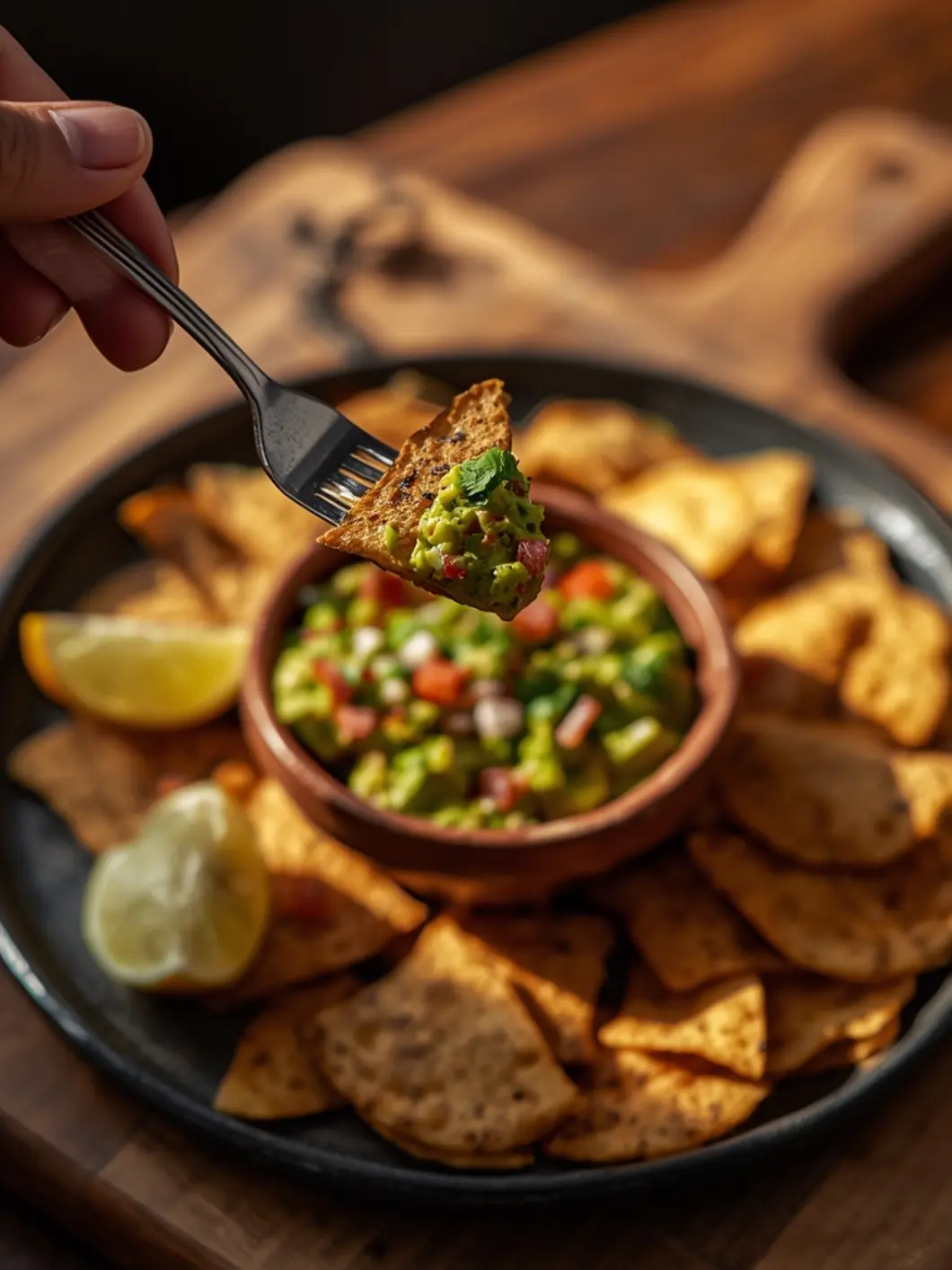 Creamy Avocado Guacamole & Crispy Tortilla Chips (No-Cook Party Appetizer) 4 guacamole and chips 3
