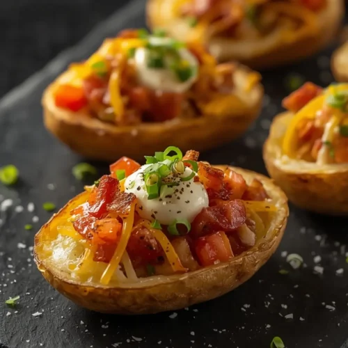 Crispy Loaded Potato Skins Recipe - Easy Appetizers & Party Food 6 loaded potato skins