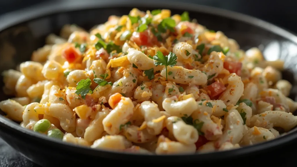 Macaroni Salad: Creamy Macaroni Salad in a bowl ready to eat