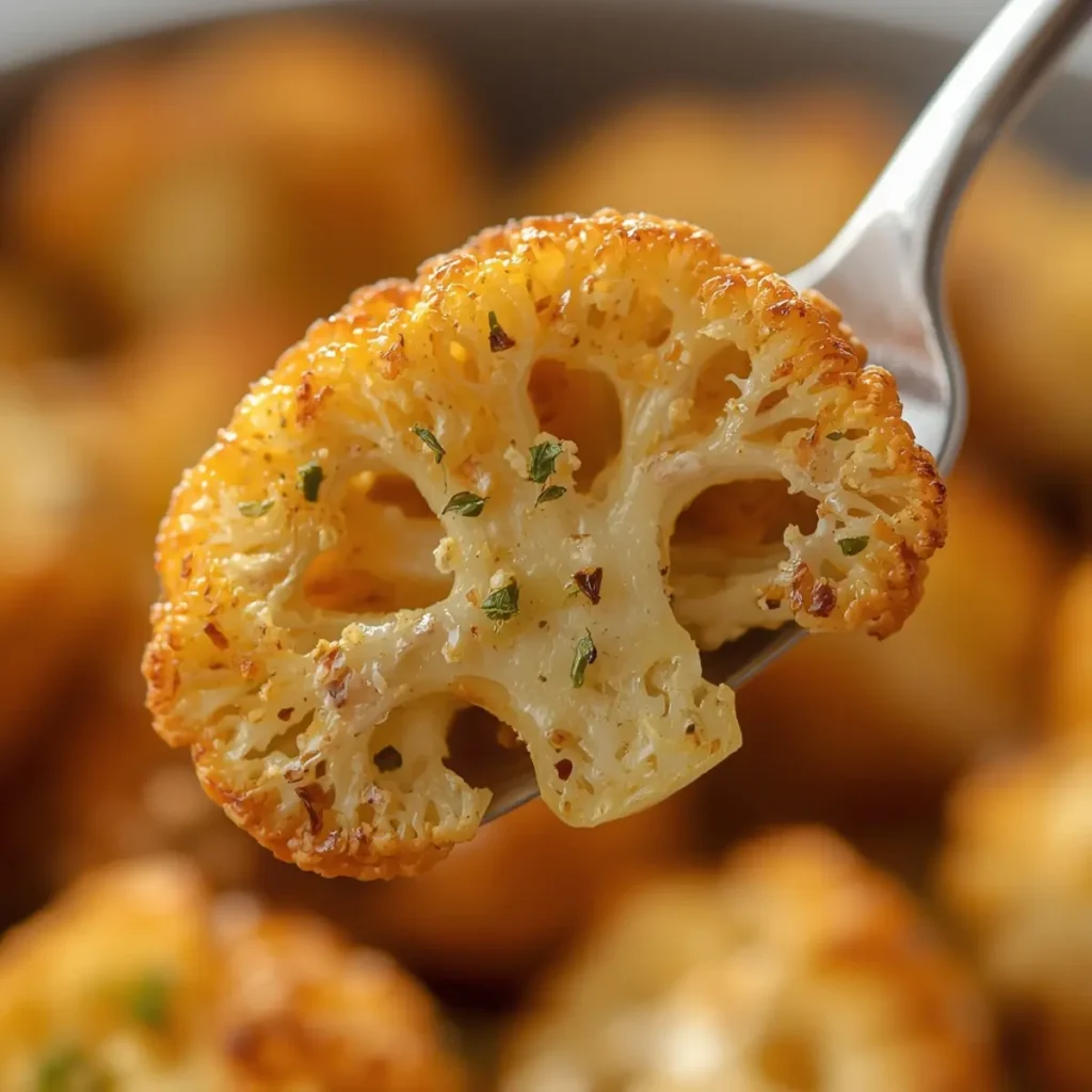cauliflower: Crispy roasted cauliflower florets with golden edges on a baking sheet, ready to eat.