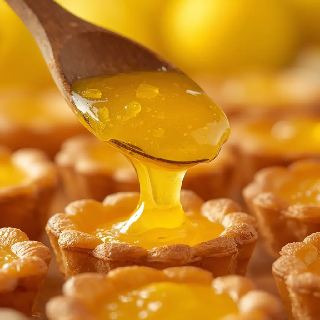 cute mini lemon curd tarts: Cute mini lemon curd tarts with golden flower-shaped crusts and zingy yellow filling.