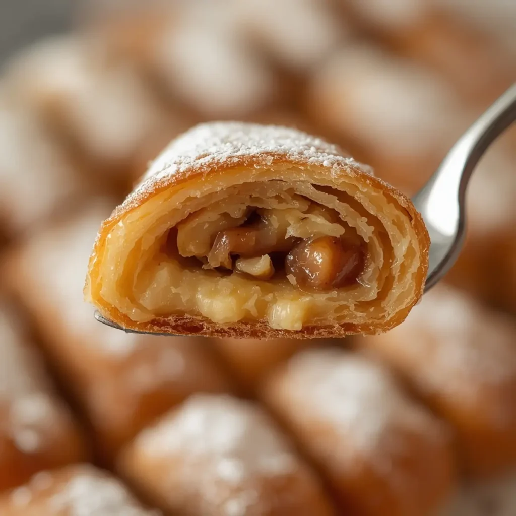 hazelnut-custard-fillo-cigars: Golden crispy hazelnut custard fillo cigars with flaky layers and creamy filling on a baking sheet.