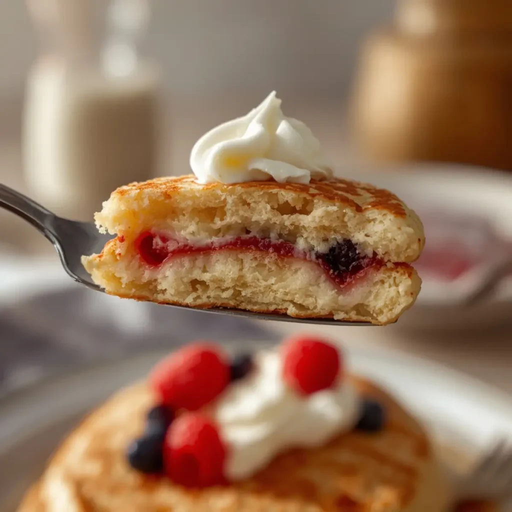 jiggly japanese souffl pancakes: Jiggly Japanese souffle pancakes with a fluffy, golden-brown surface and fresh fruit topping for a light brunch.