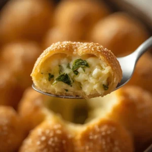 käse: Käse-Lauch-Bällchen: goldbraune knusprige Außenseite mit cremiger Füllung, perfekt als Dinner Ideas Snack.