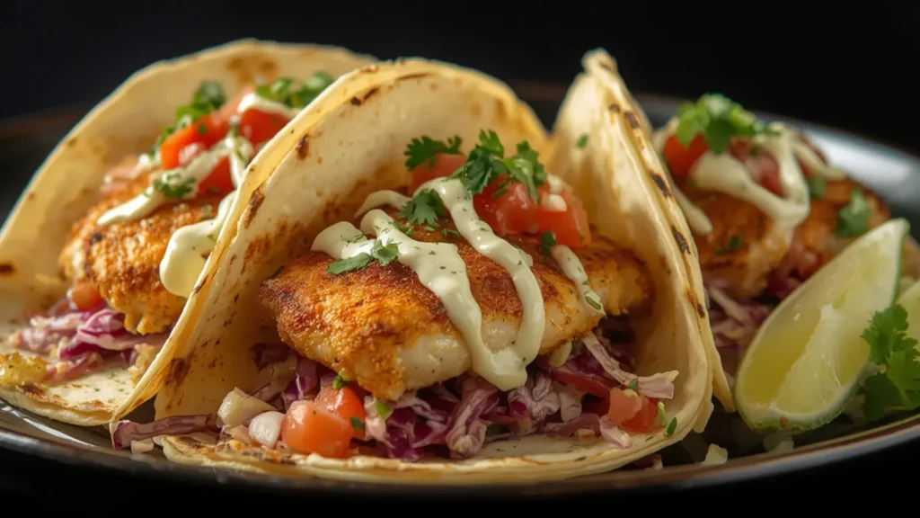 Lenten Fish Tacos: Crispy Lenten Fish Tacos with slaw and pico de gallo for Holiday & Seasonal meals.