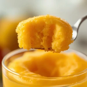 Creamy Mango Mousse Recipe 5 mango mousse: Creamy mango mousse in a glass, smooth orange texture with visible mango pieces, sweet and tangy dessert.