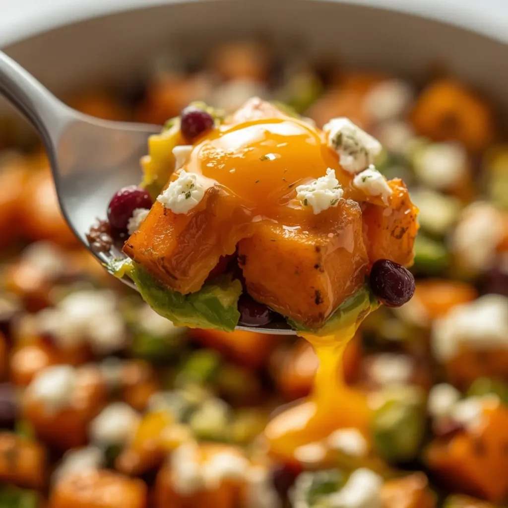 potato-bowl: Roasted sweet potato breakfast bowl with avocado, eggs, black beans, and feta cheese topped with a golden runny yolk
