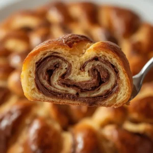 spectacular-nutella-swirl-easter-bread: Spectacular Nutella Swirl Easter Bread with golden crust and rich chocolate swirls inside.