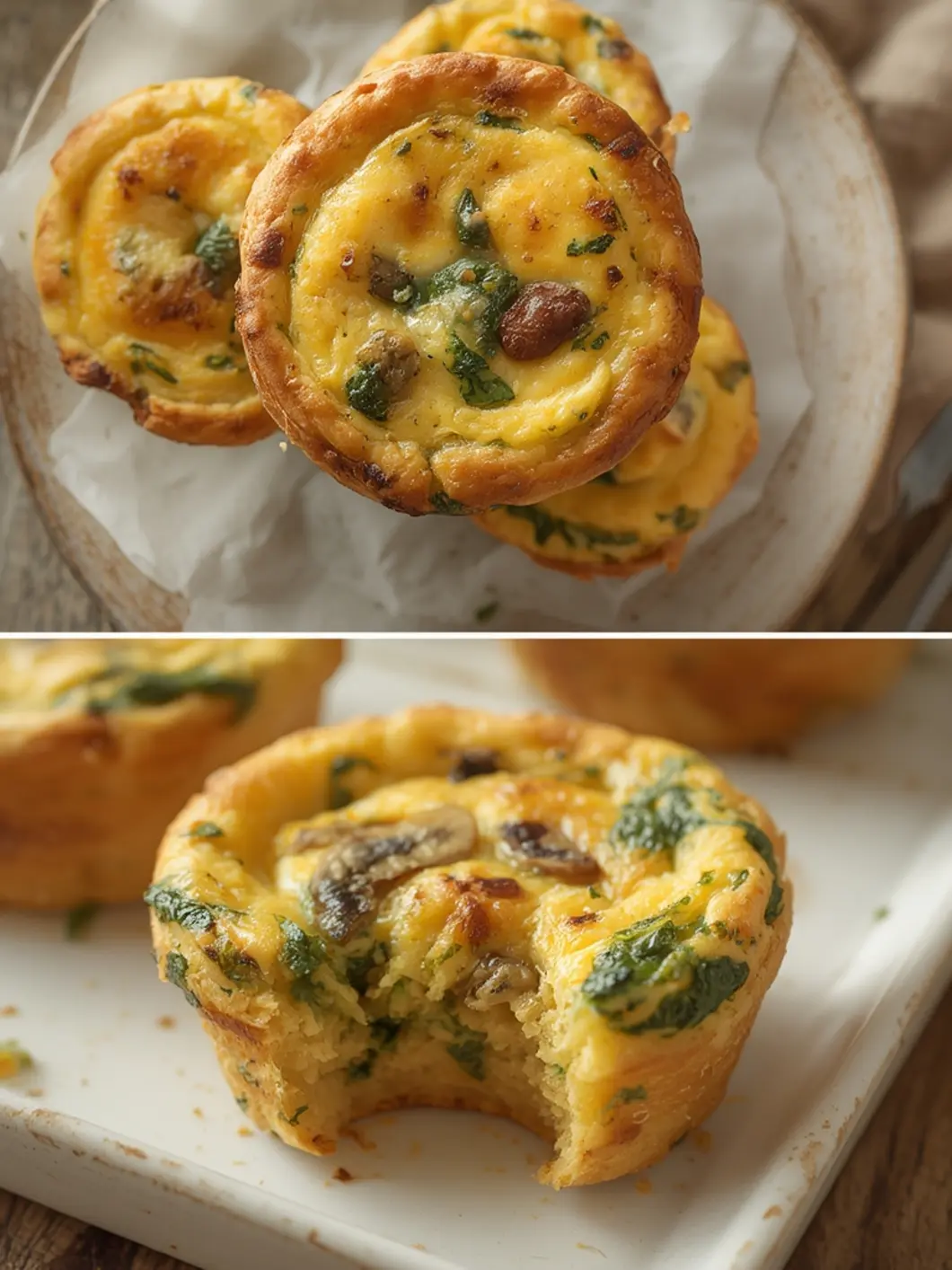 Easy Spinach And Mushroom Quiche Muffins 3 spinach mushroom quiche muffins 1