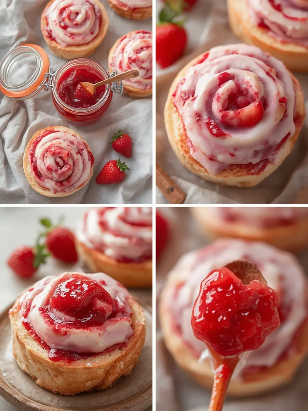 Strawberry Cheesecake Sweet Rolls With Glaze 3 strawberry cheesecake rolls glaze 1