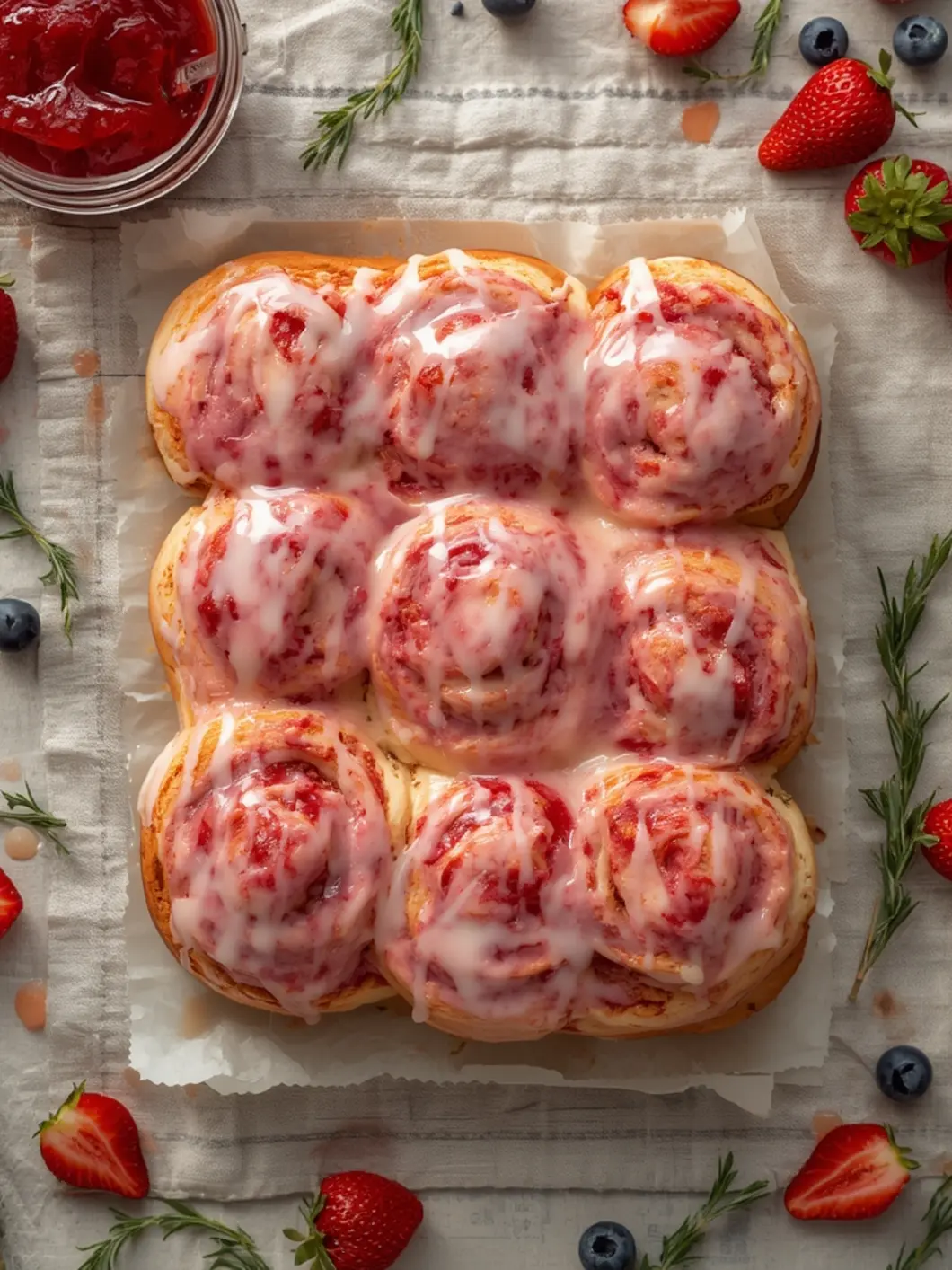 Strawberry Cheesecake Sweet Rolls With Glaze 2 strawberry cheesecake rolls glaze 2