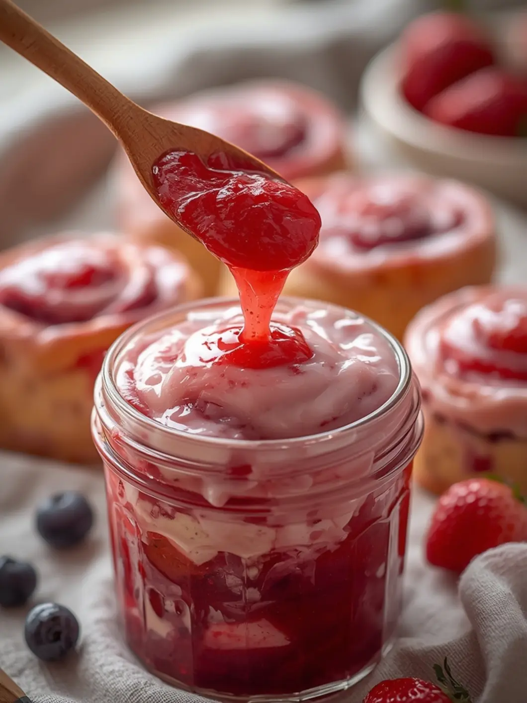 Strawberry Cheesecake Sweet Rolls With Glaze 4 strawberry cheesecake rolls glaze 3