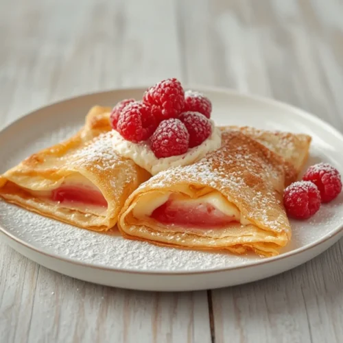 Perfect Sweet Crepes with Raspberry Vanilla Cream 3 sweet crepes raspberry vanilla cream