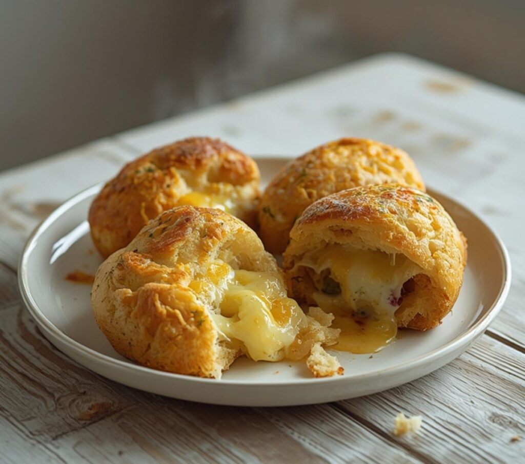 Golden baked cheesy garlic bread with melted cheese and herbs on a festive table, perfect for holiday meals.