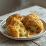 Golden baked cheesy garlic bread with melted cheese and herbs on a festive table, perfect for holiday meals.