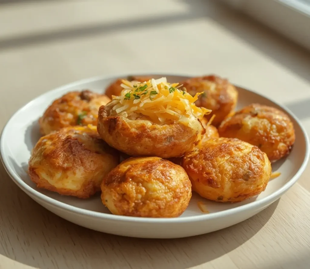 Irresistible Easy Hashbrown Sausage Bites for Breakfast in 20 Minutes 1 easy hashbrown sausage bites: easy hashbrown sausage bites: Crispy easy hashbrown sausage bites with savory sausage and melted cheese.