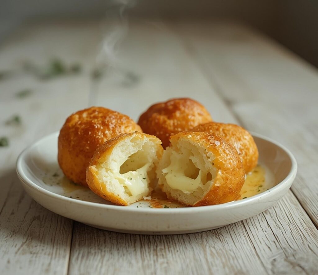 easy cheesy garlic bombs: : Golden, gooey easy cheesy garlic bombs fresh from the oven.