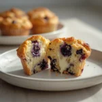juicy blueberry cream cheese muffins: : Juicy blueberry cream cheese muffins with golden tops and creamy filling.