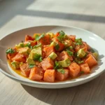 salmon ceviche recipe: : Fresh salmon ceviche with avocado and citrus in a bright, healthy bowl.