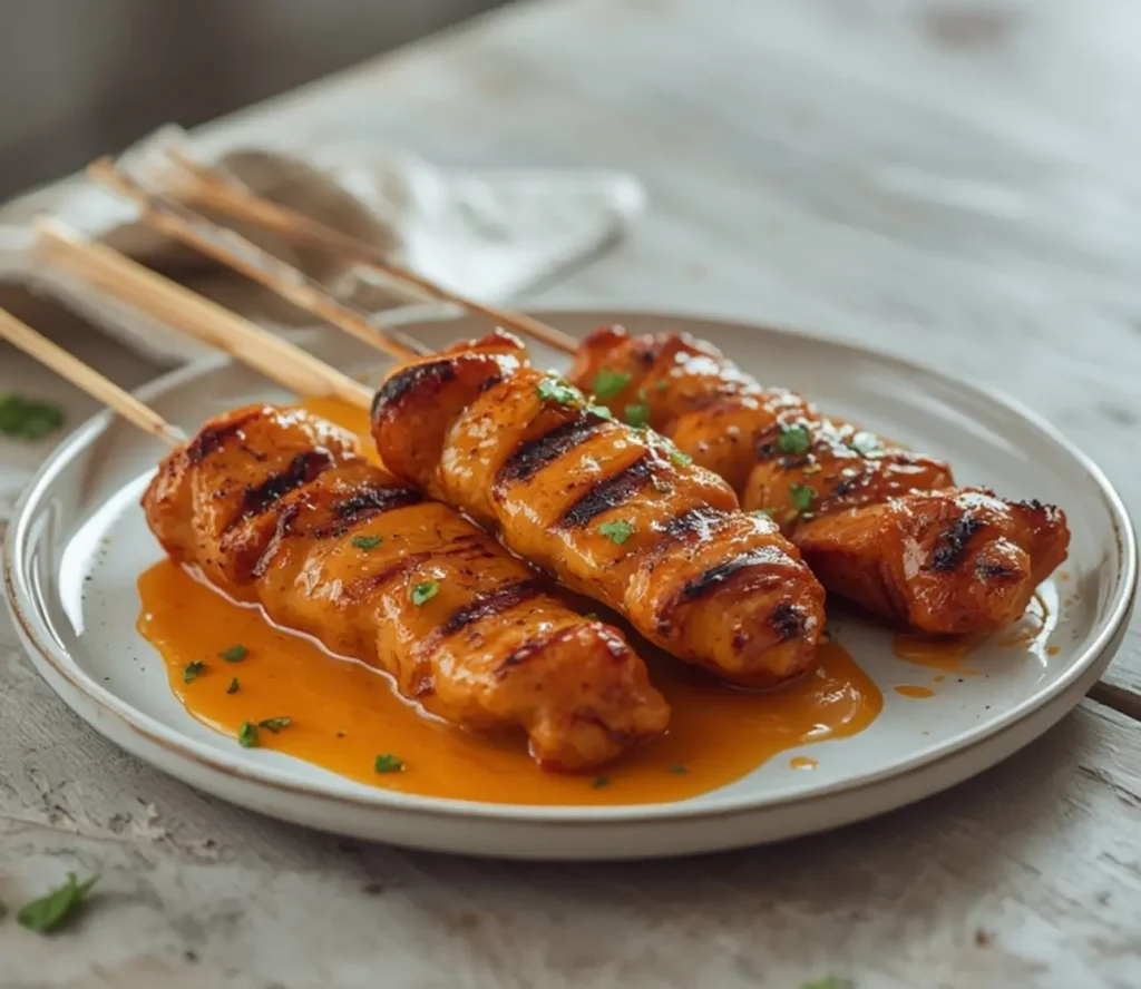 bang bang chicken skewers: : Juicy grilled bang bang chicken skewers with creamy sweet-heat sauce