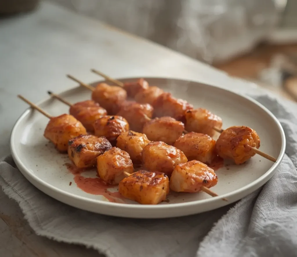 bang bang chicken skewers: : Bang bang chicken skewers with creamy spicy sauce grilled to perfection.