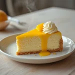 tropical mango cheesecake bliss: : Slice of tropical mango cheesecake bliss with creamy texture and mango glaze