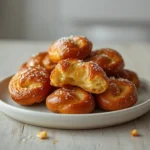buttery soft pretzel bites: : Buttery soft pretzel bites recipe with golden brown color and salt topping