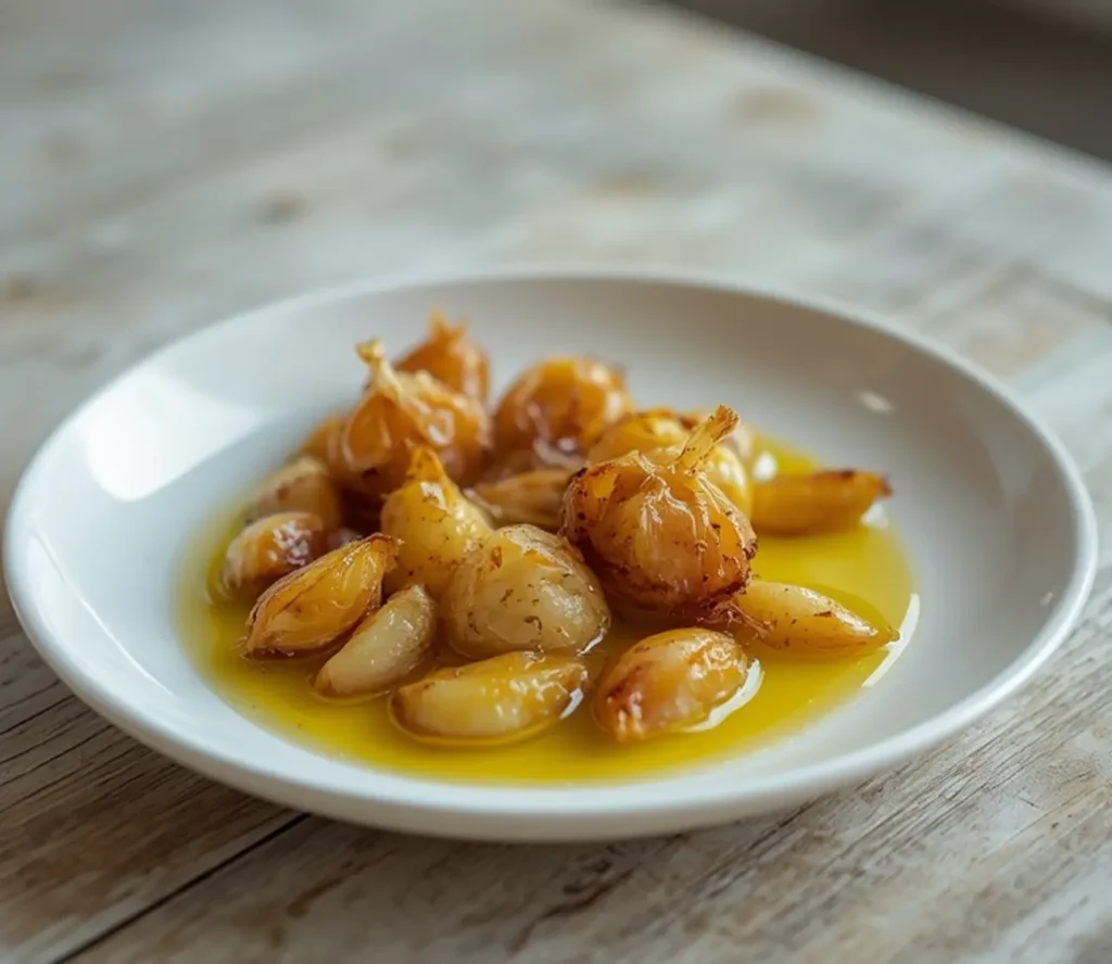 garlic confit recipe: : Garlic confit recipe with tender, caramelized cloves in olive oil