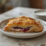 cheap cream cheese cruffins: : Cheap cream cheese cruffins with raspberry filling on a baking sheet